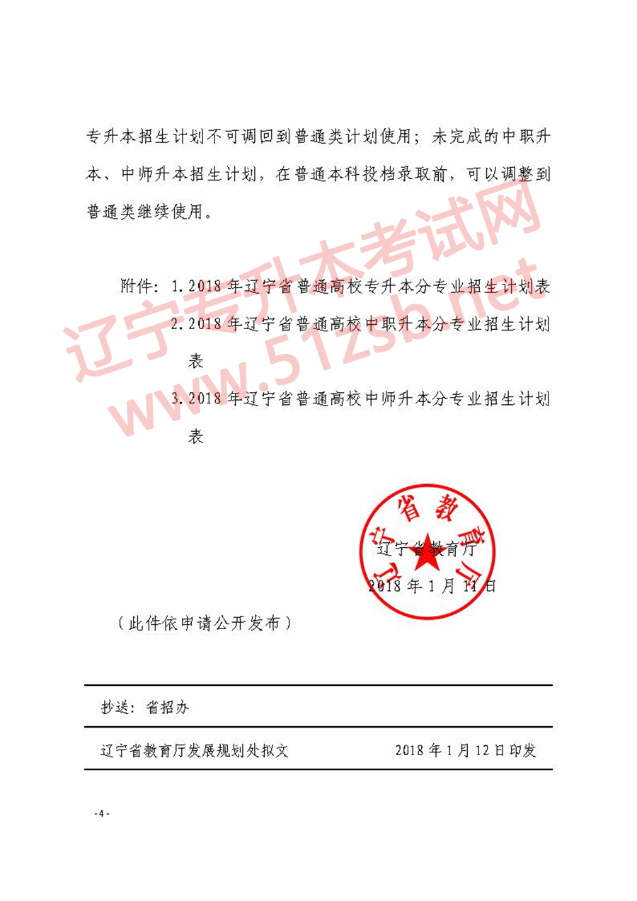 2018年遼寧專升本考試招生計(jì)劃考試文件